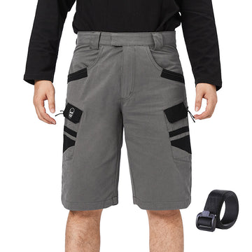Men's Outdoor Tactical Colorblock Skull Zipper Cargo Shorts